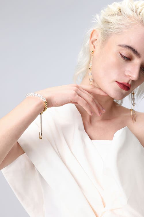 Classicharms Frostlily Azeztulite Crystal And Bead Bolo Bracelet In Gold
