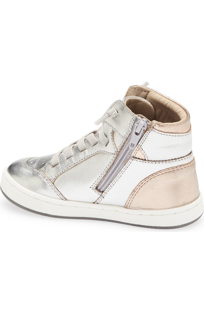 OLD SOLES Kids' Starling Metallic High Top Sneaker, Alternate, color, Silver / Copper / Glam Argent