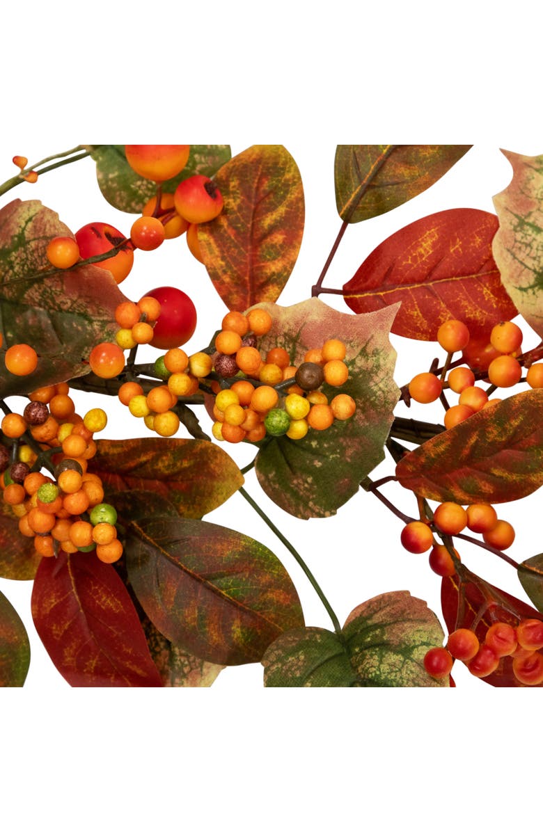 Northlight Mini Gourds, Berries and Autumn Leaves Artificial Fall Harvest Garland - 5' x 10", Alternate, color, Orange