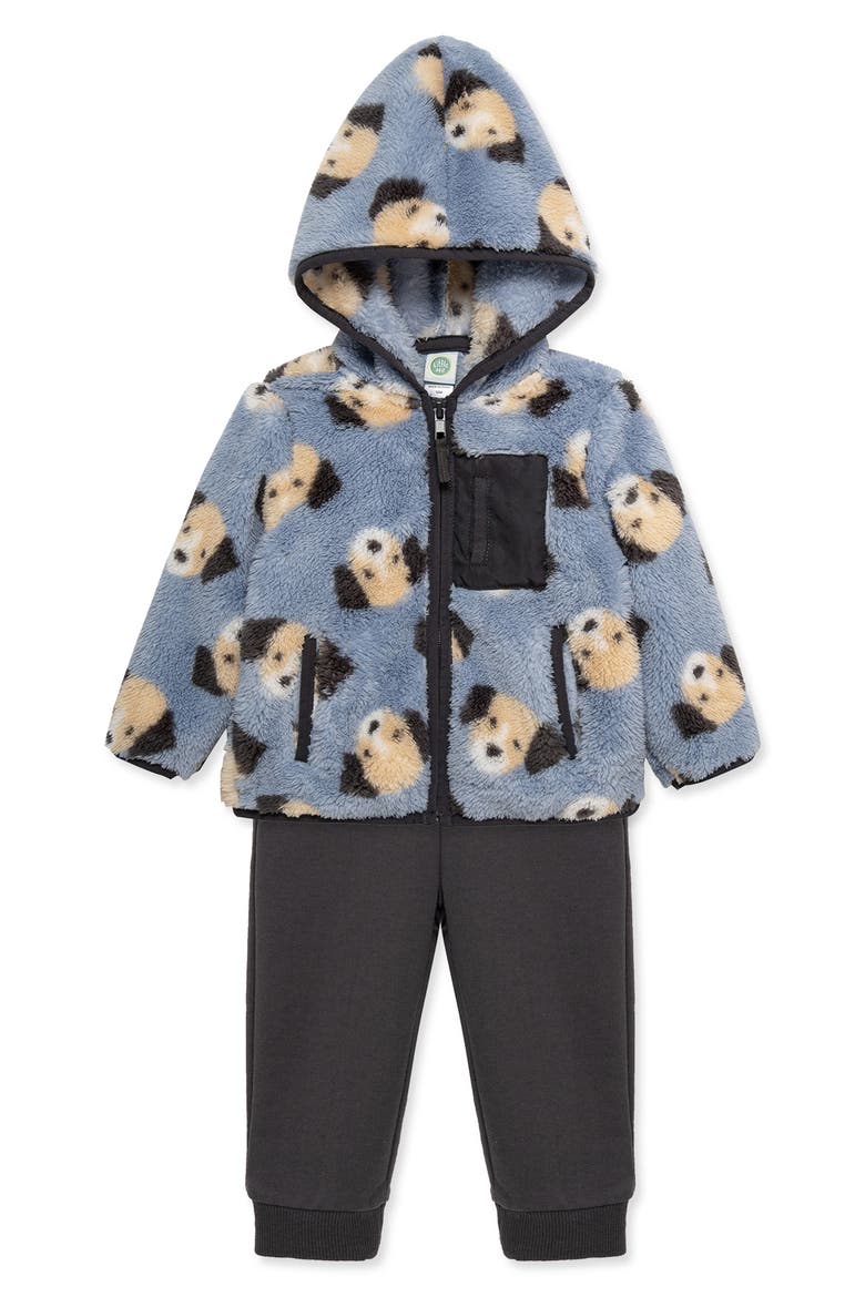 Puppy High Pile Fleece Jacket, T-Shirt & Joggers Set, Alternate, color, BLUE