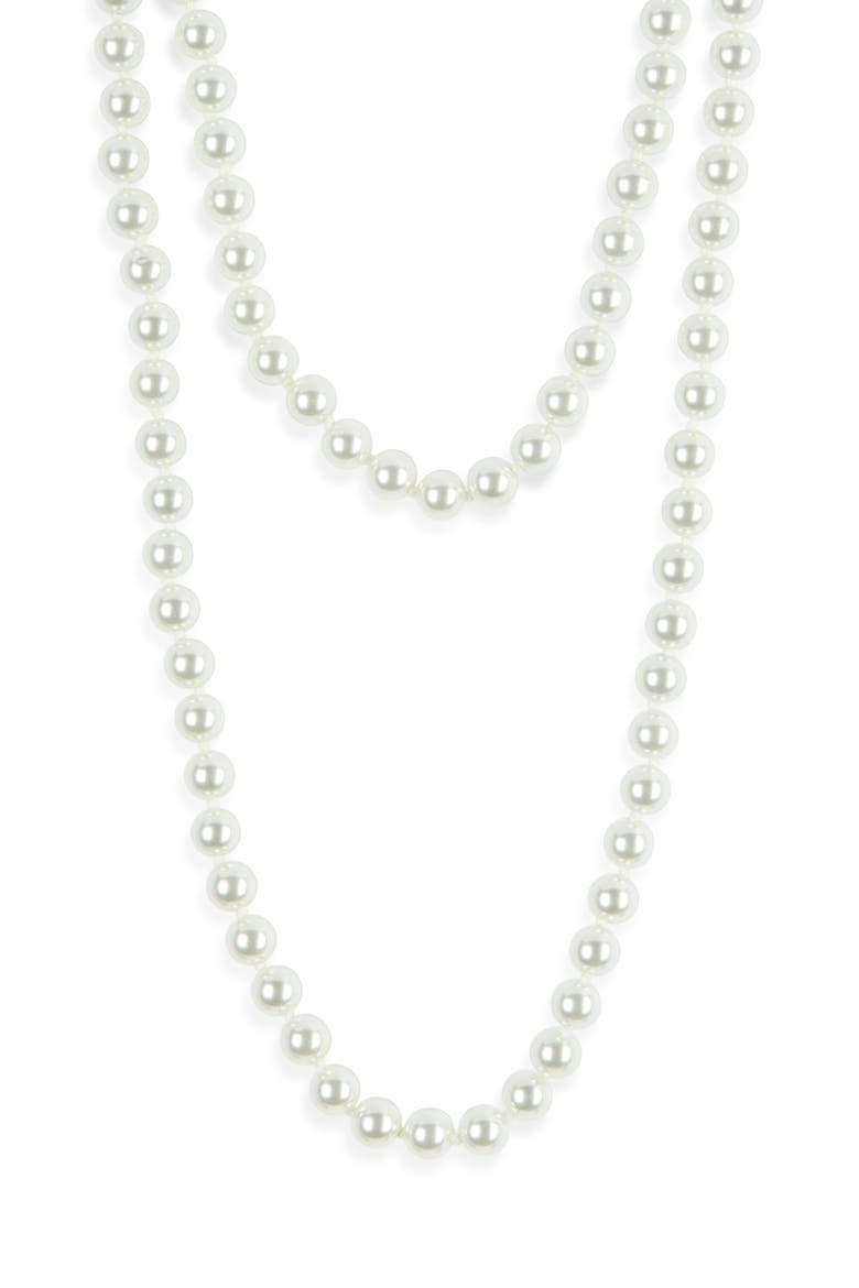 Faux Pearl Layered Necklace, Main, color, WHITE PEARL