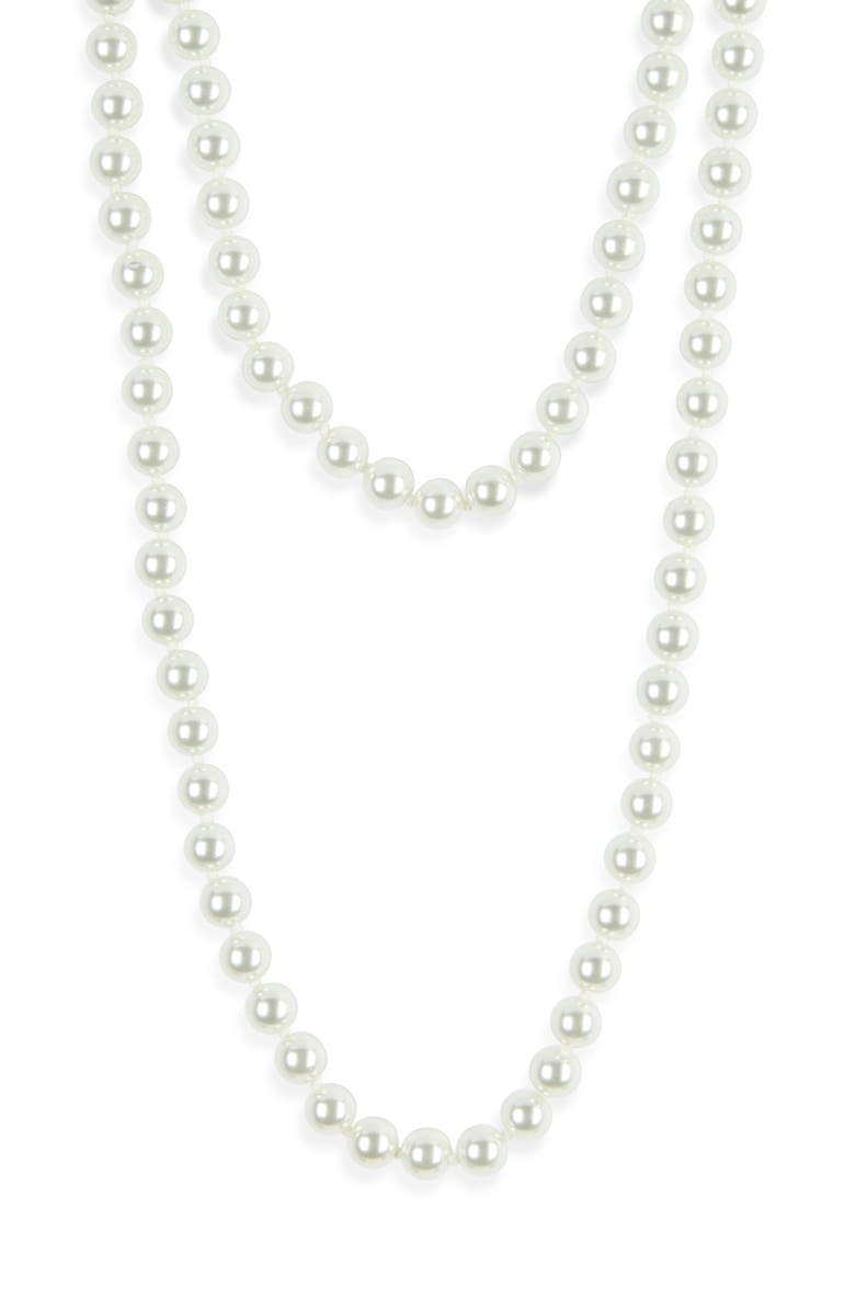 Kenneth Jay Lane Faux Pearl Layered Necklace, Main, color, White Pearl