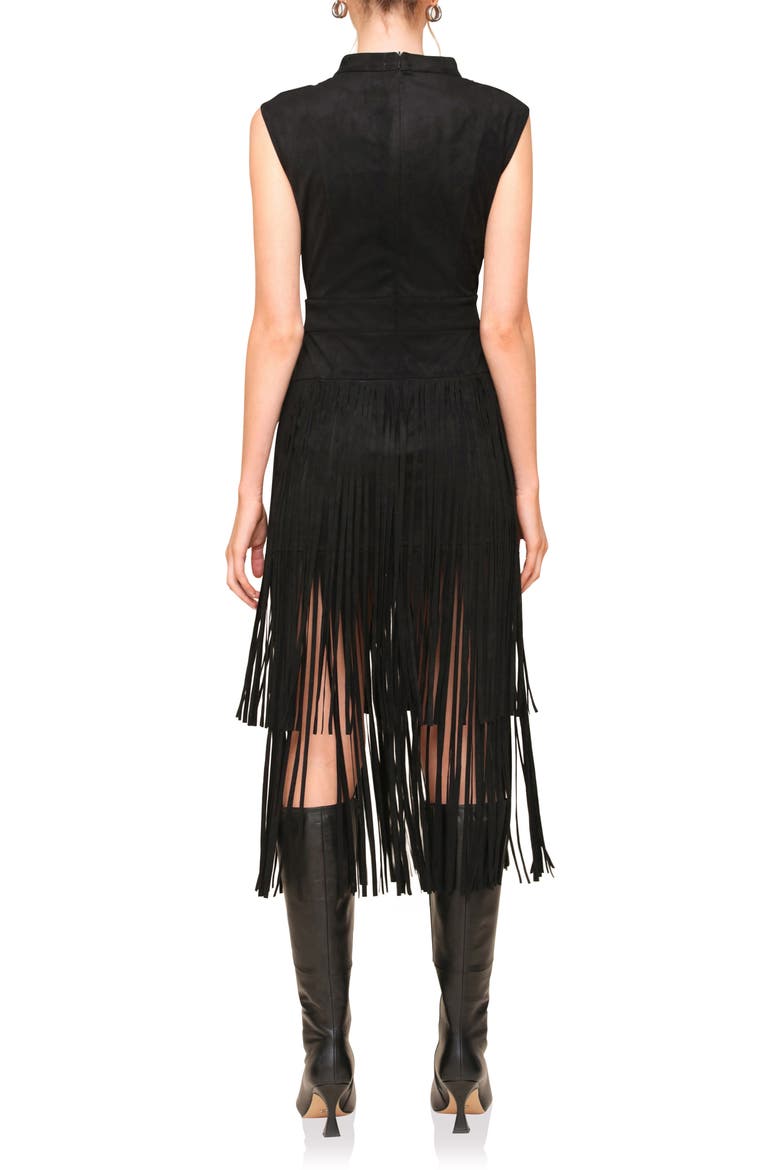 Sleeveless Fringe Dress, Alternate, color, BLACK