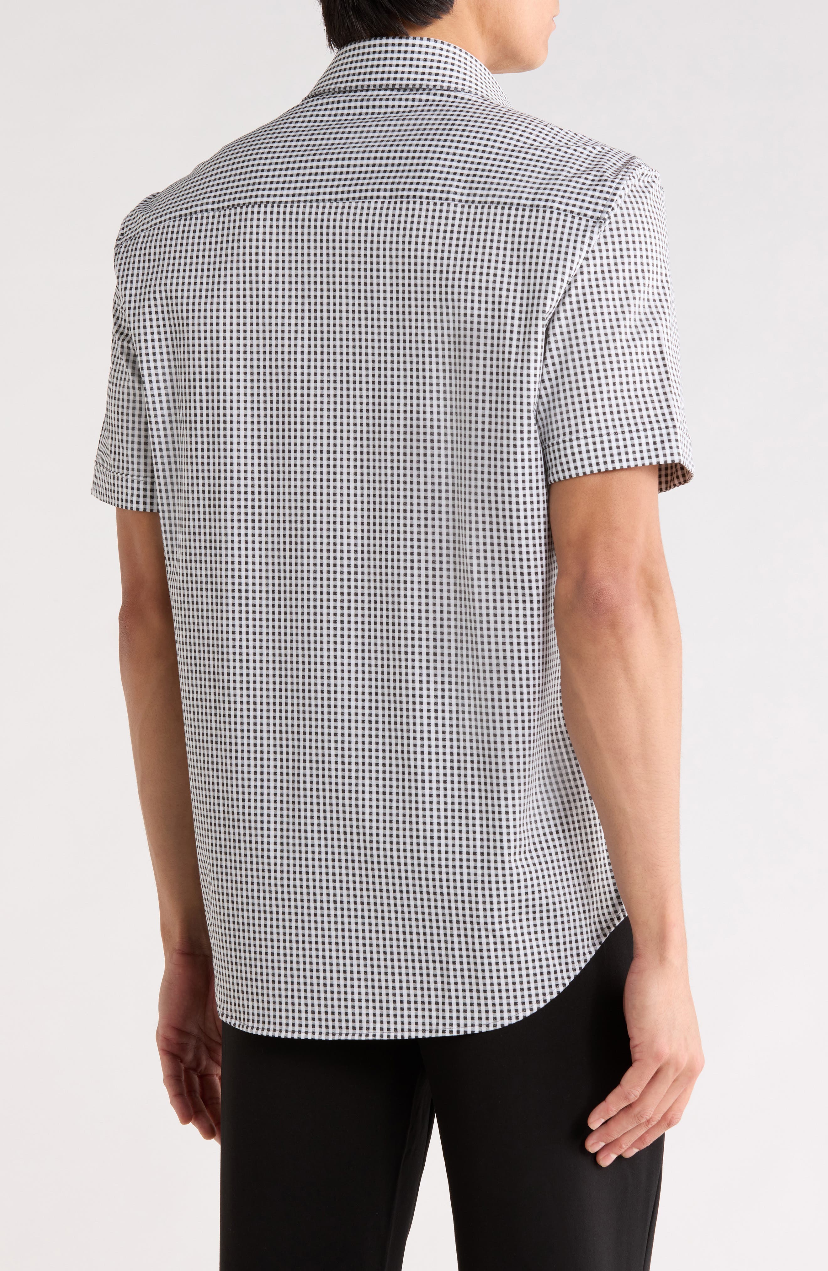 Plaid Stretch Cotton Short Sleeve Button-Up Shirt - image 2