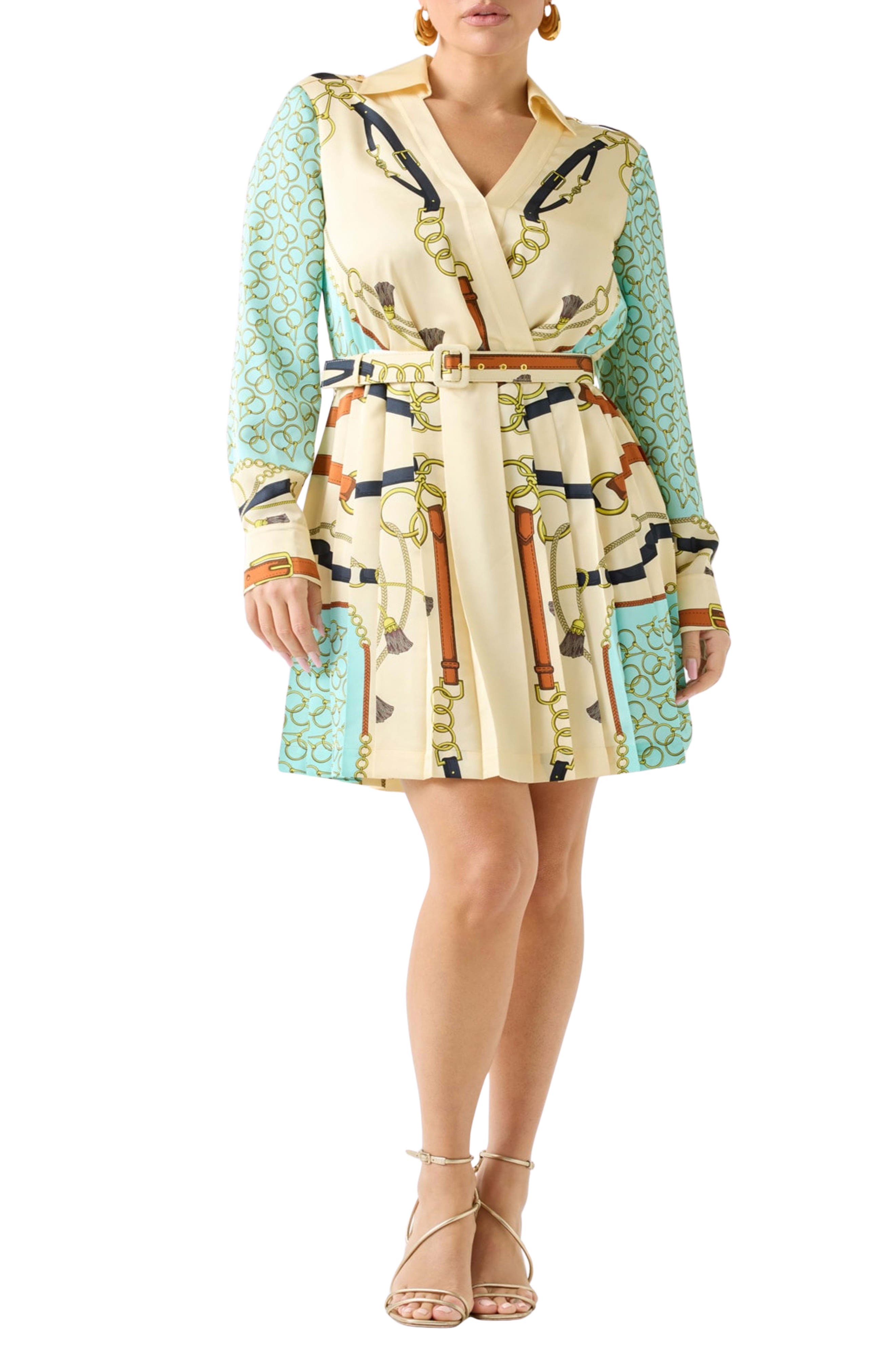 Print Wrap Mini Shirtdress