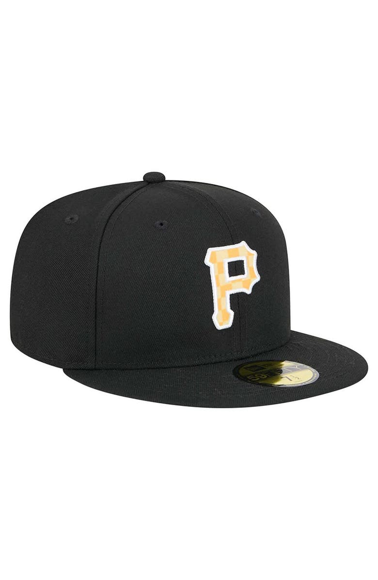 New Era Men's New Era Black Pittsburgh Pirates Checkered Undervisor 59FIFTY Fitted Hat, Alternate, color, 