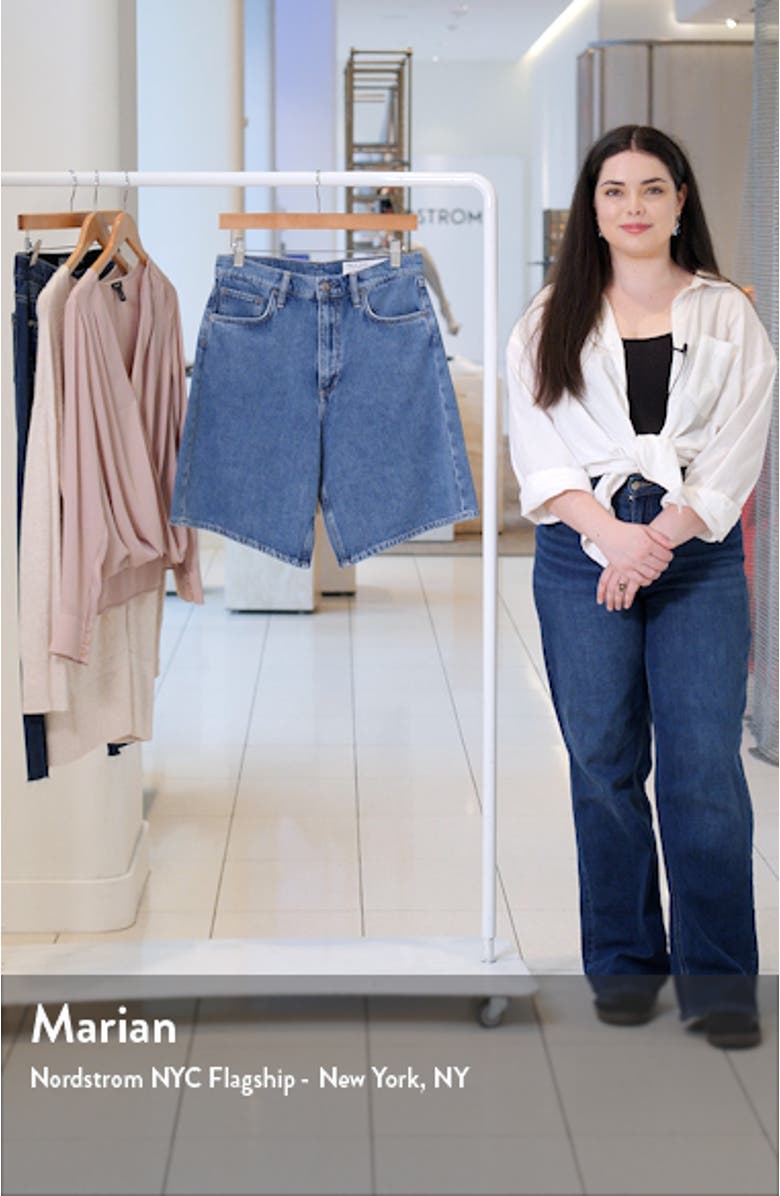 Mckenna High Waist Denim Bermuda Shorts, sales video thumbnail