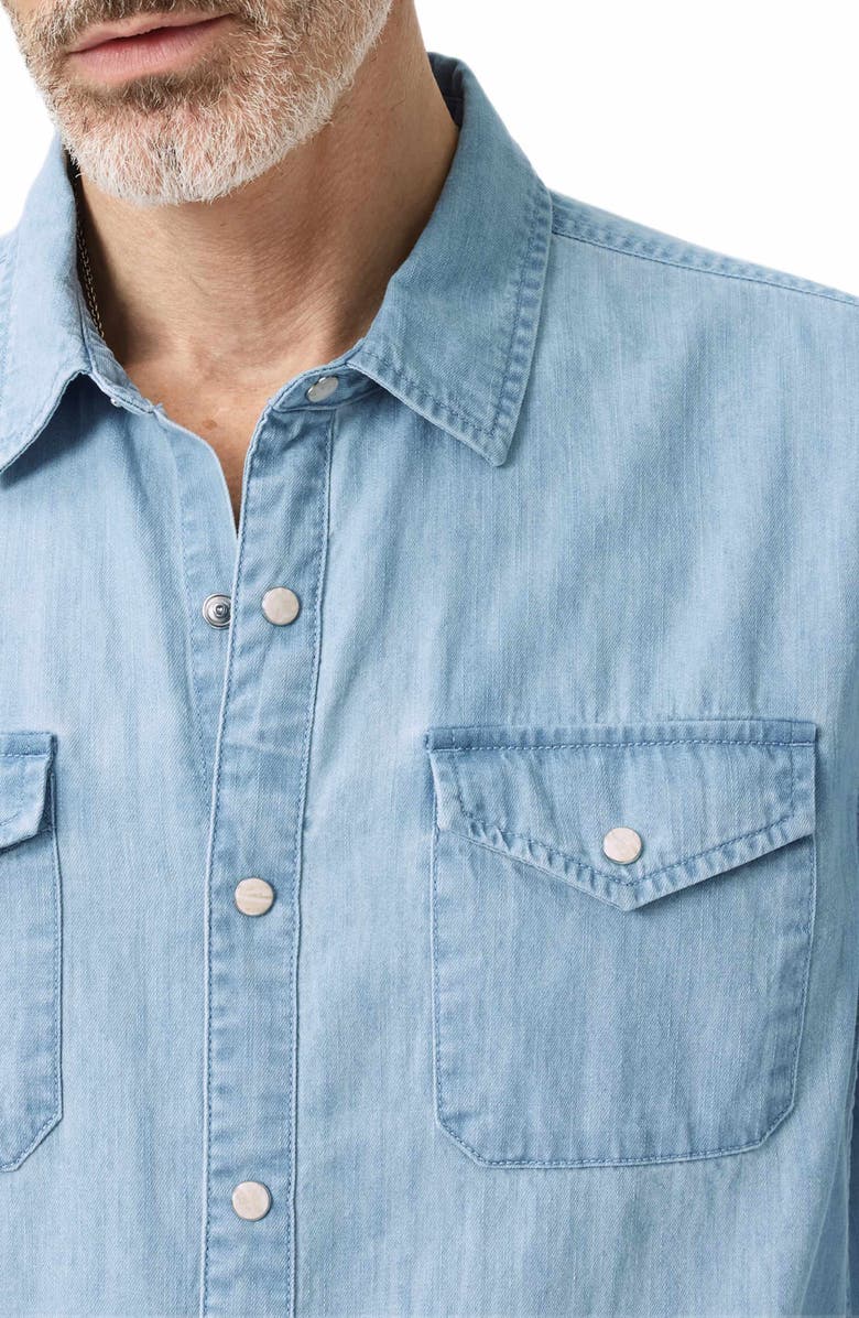 John Varvatos Marshall Coated Western Snap-Up Shirt, Alternate, color, Denim Heather