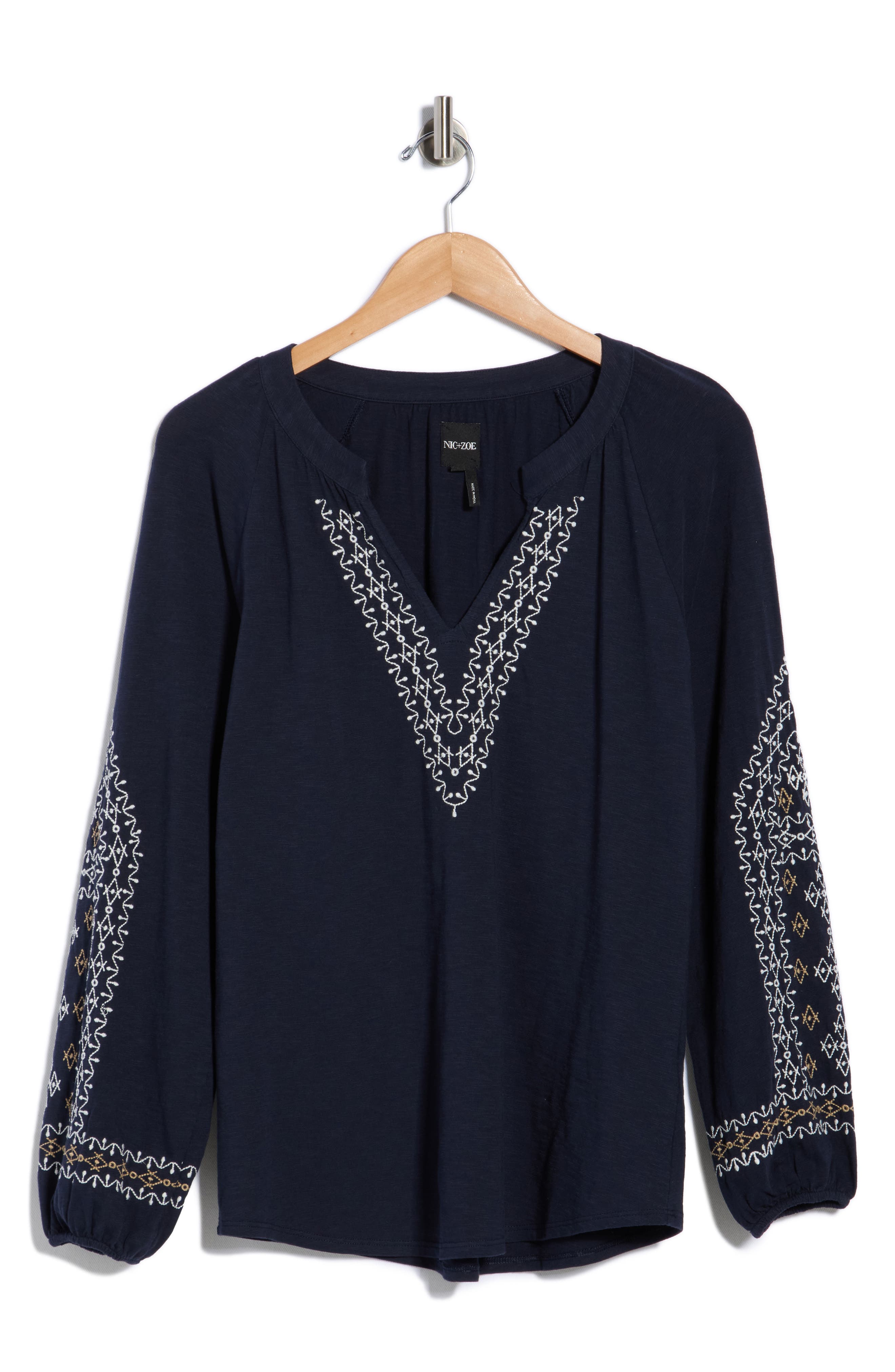 NIC+ZOE Solstice Embroidered Cotton Blouse