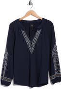 NIC+ZOE Solstice Embroidered Cotton Blouse
