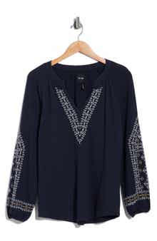 NIC+ZOE Solstice Embroidered Cotton Blouse