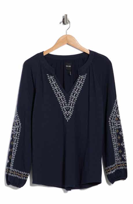 NIC+ZOE Solstice Embroidered Cotton Blouse