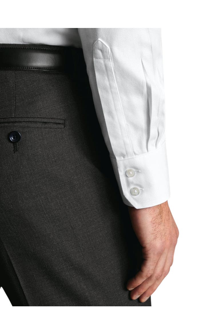 Non-iron Classic Collar Slim Fit Herringbone Shirt, Alternate, color, White