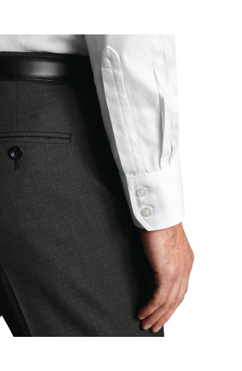 Charles Tyrwhitt Non-iron Classic Collar Slim Fit Herringbone Shirt, Alternate, color, White