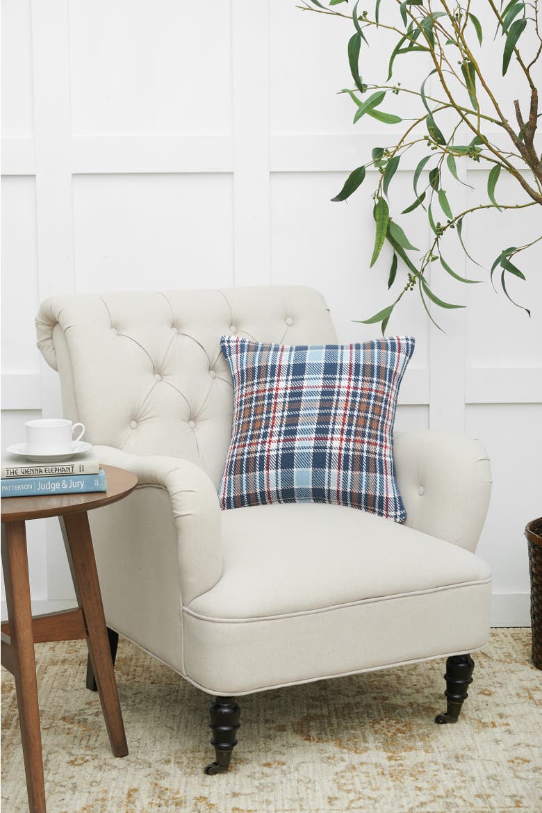 Lawson Lake Plaid Woven Throw Pillow, 18" x 18", Alternate, color, Blue