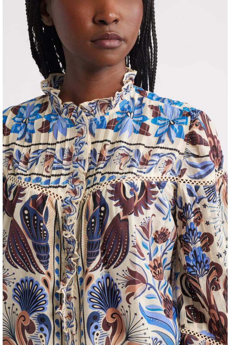 Nature Land Mixed Print Cotton Button-Up Shirt, Alternate, color, SAND