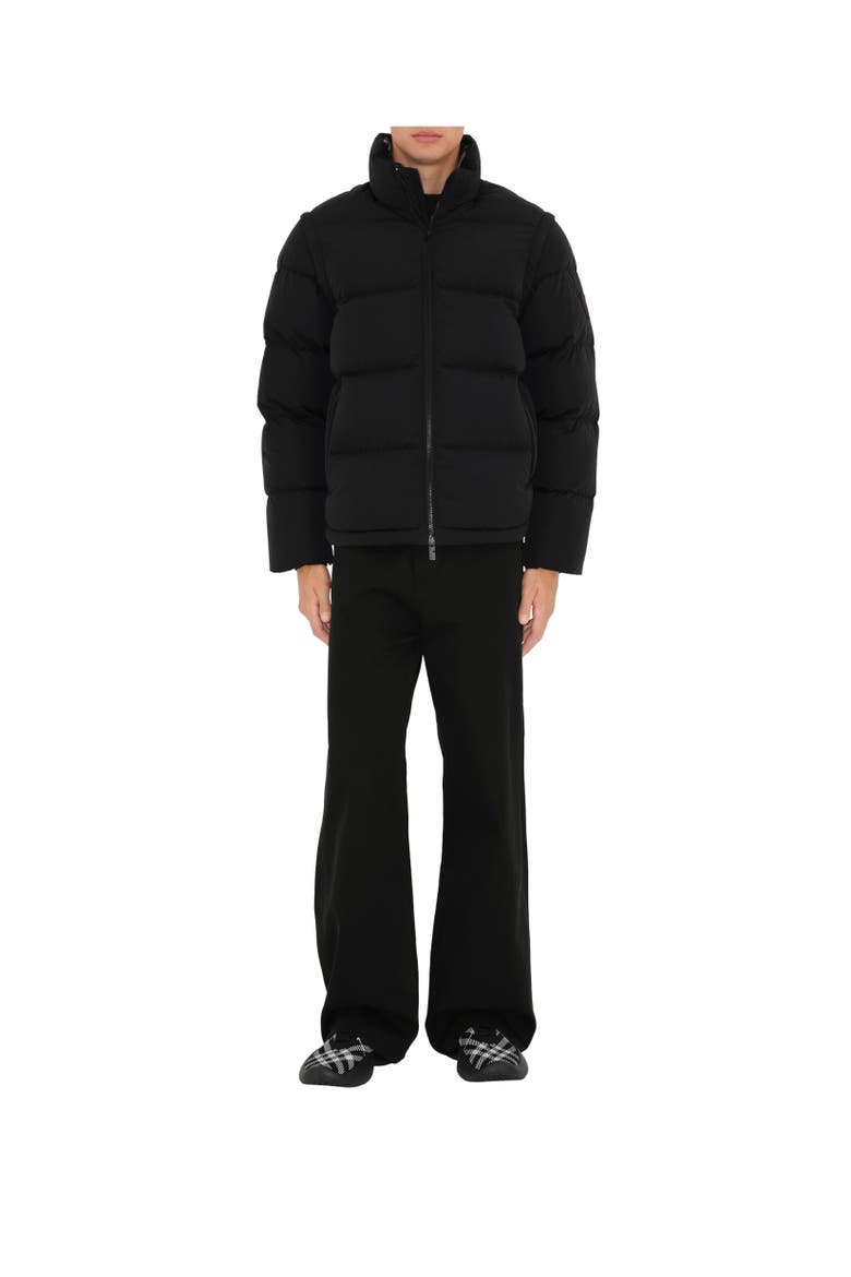 Detachable Sleeve Nylon Puffer Jacket, Alternate, color, Black/charcoal