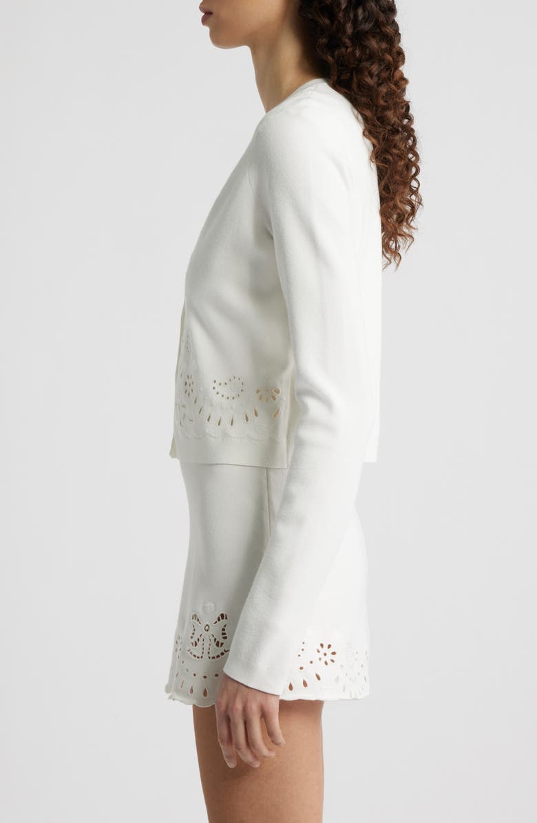 LoveShackFancy Leda Eyelet Cardigan, Alternate, color, White Vanilla