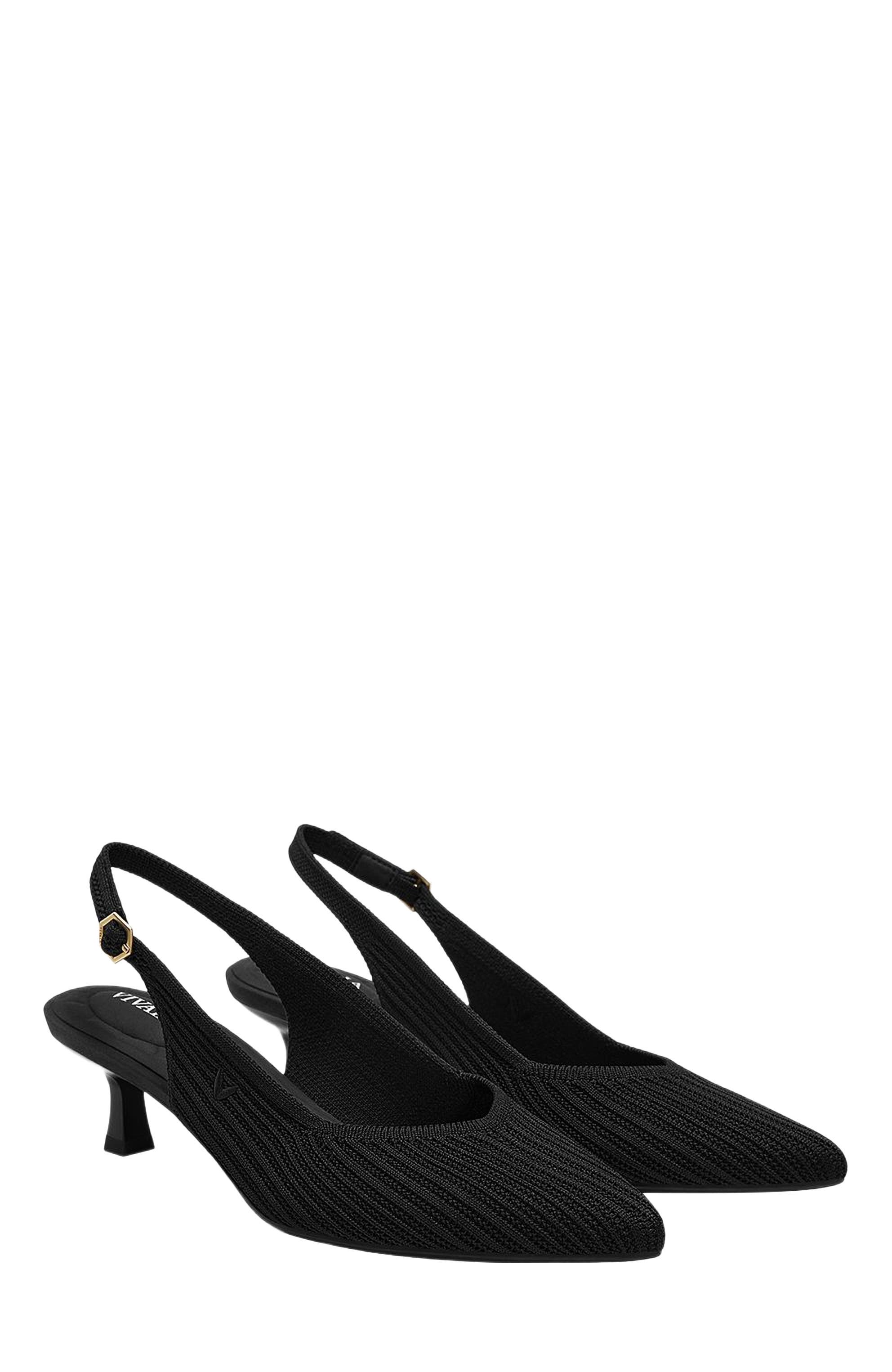 VIVAIA Pointed-Toe Kitten Slingback, Main, color, Black