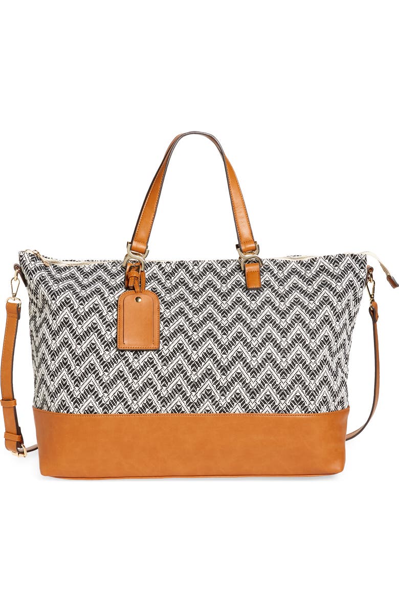 Sole Society Ashla Weekend Tote, Main, color, Cognac Combo