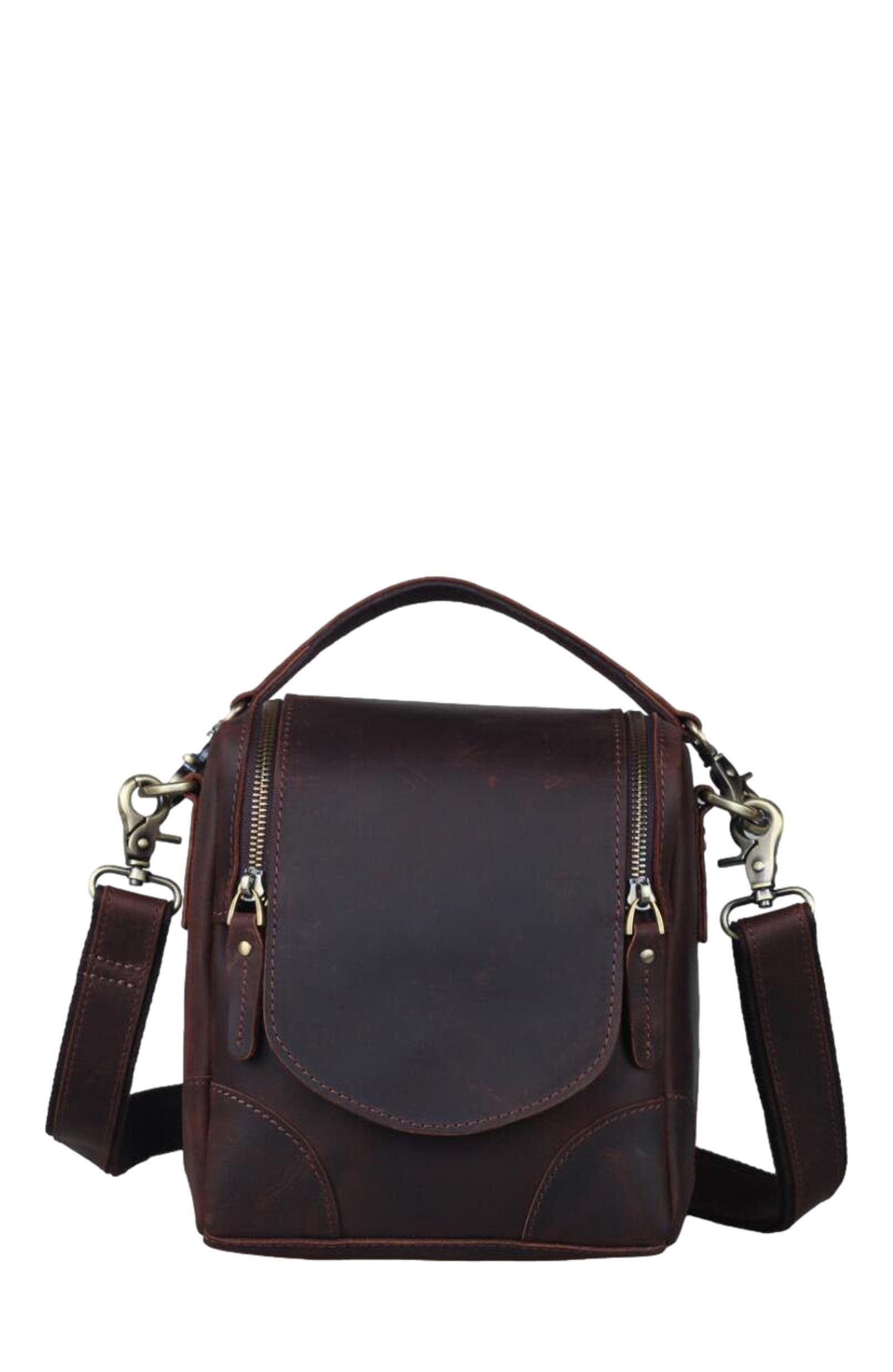 STEEL HORSE LEATHER The Calista | Small Leather Camera Bag - Leather Camera Lens Case, Main, color, Dark Brown