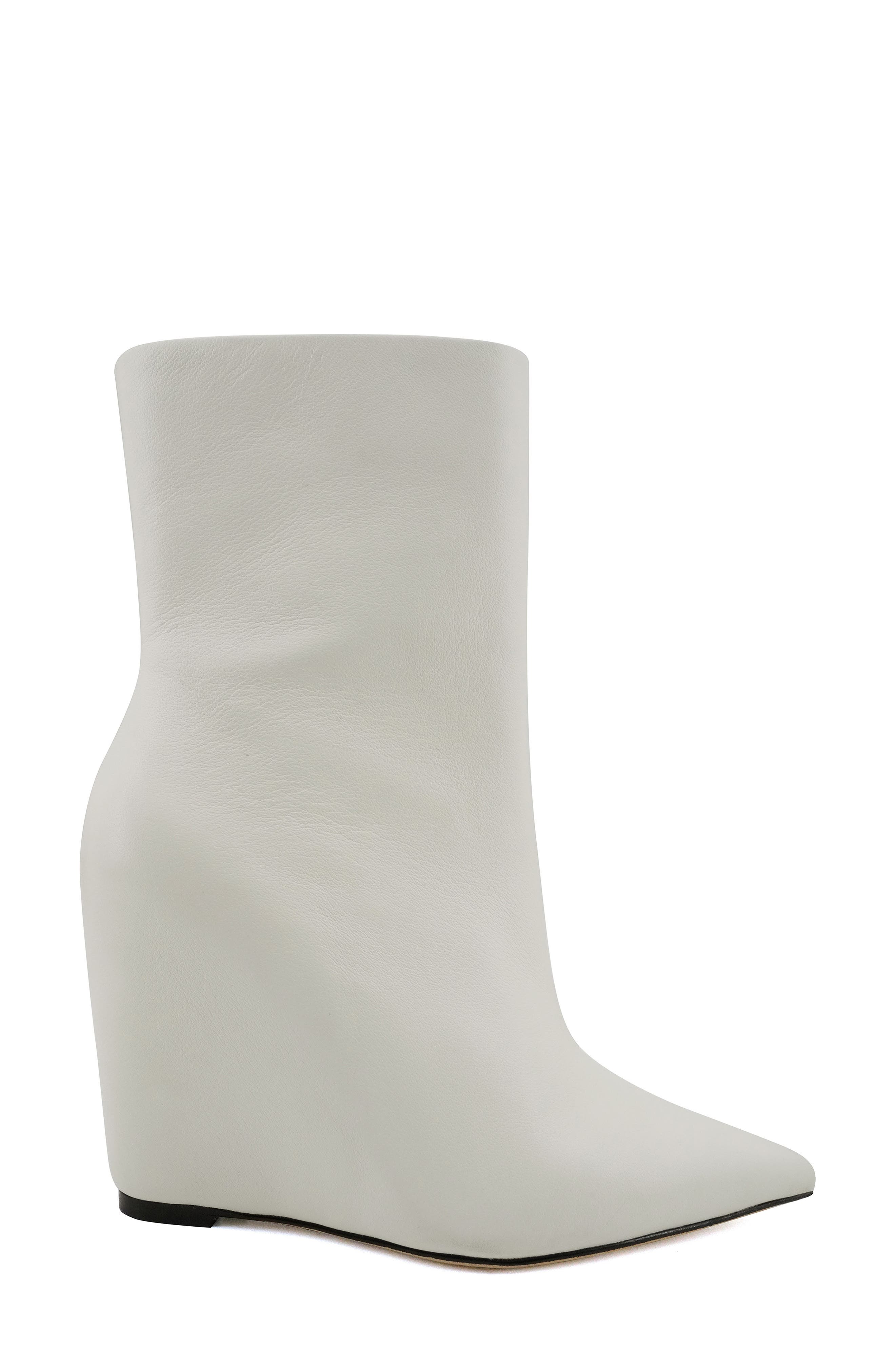Germany Pointed Toe Wedge Bootie, Alternate, color, WHITE LEATHER