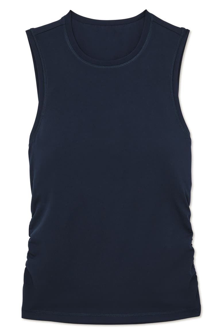 Cora Ruched Sleeveless Top, Alternate, color, NAVY