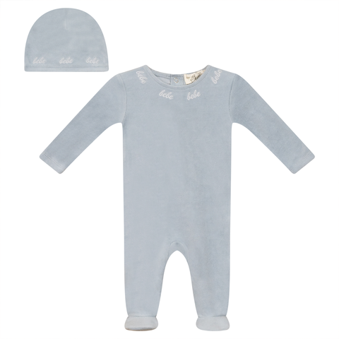 Bebe Embroidered Velour Romper with Hat (Baby)