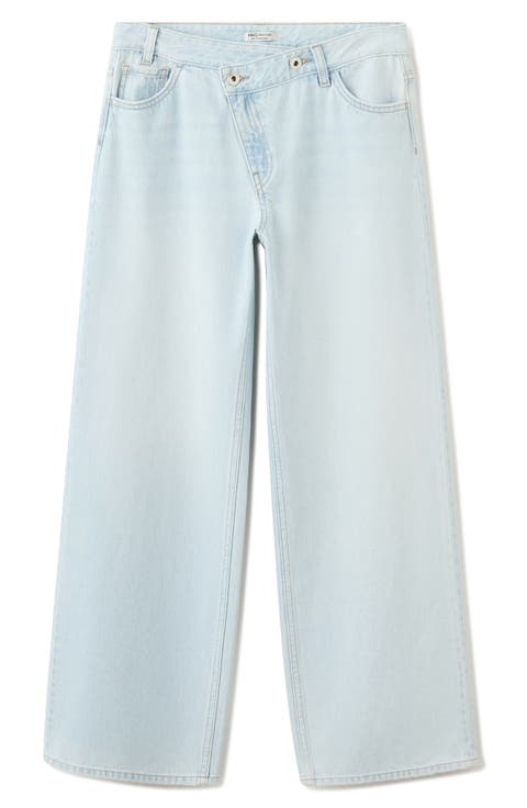 Straight Cross High Waist Straight Leg Jeans