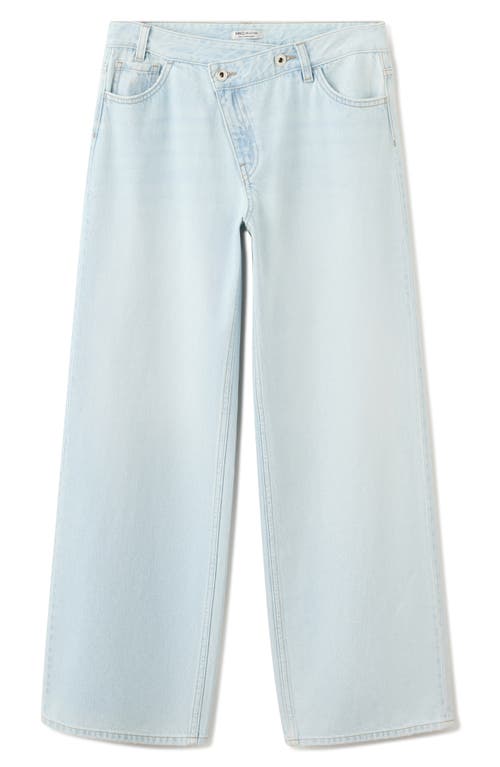 Mango Teen Straight Cross High Waist Straight Leg Jeans In Bleach