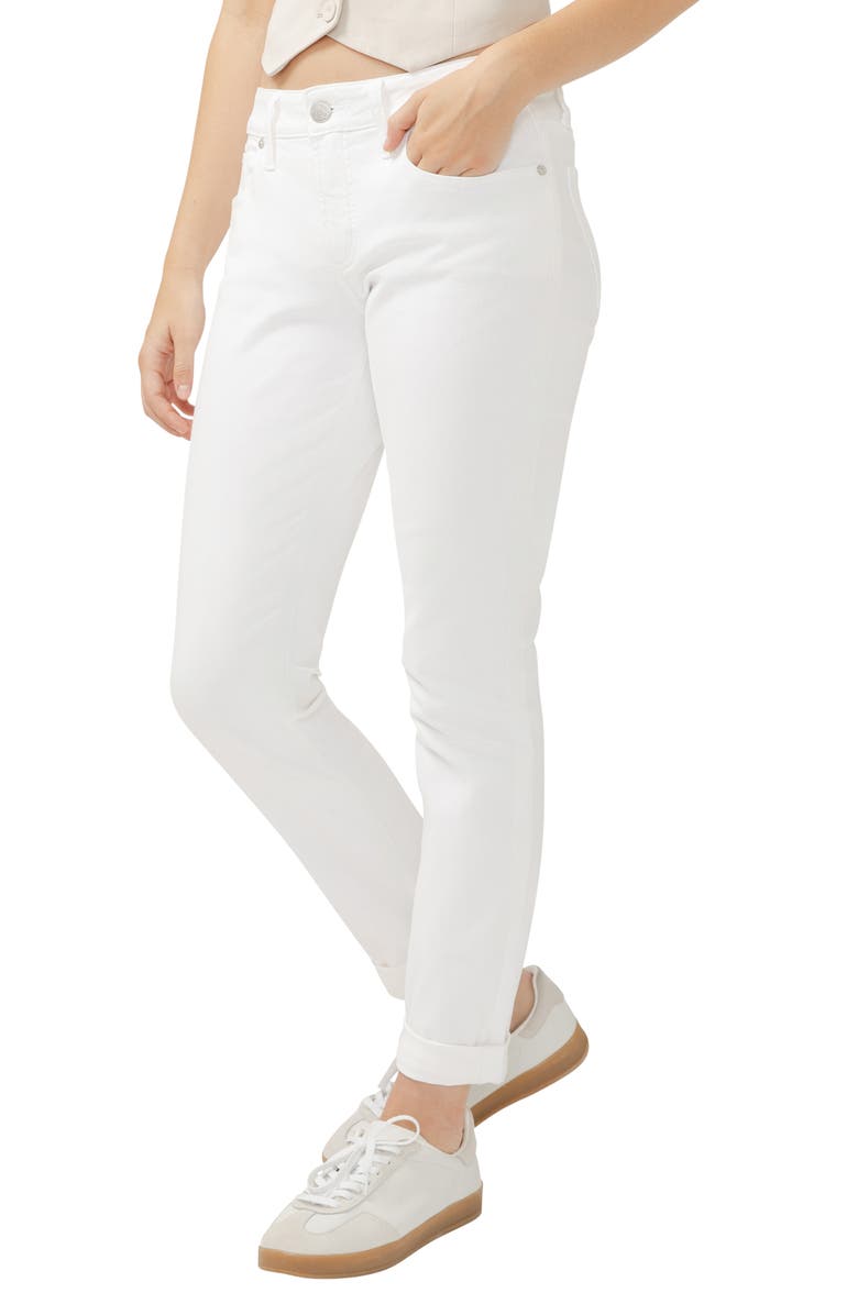 Silver Jeans Co. Curvy Mid Rise Boyfriend Jeans, Alternate, color, White