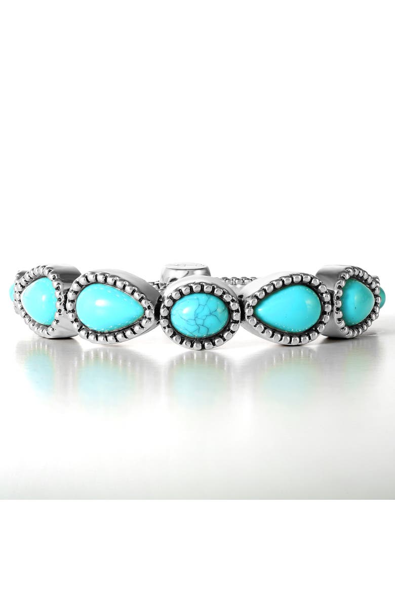 Jessica Simpson Turquoise Stone Slider Bracelet, Alternate, color, Gold, Turquoise