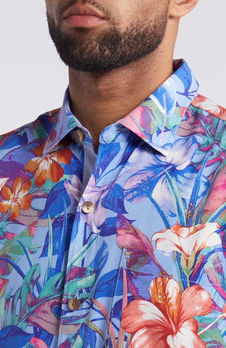 Tommy Bahama Bloomio Floral Short Sleeve Silk Button-Up Shirt, Alternate, color, 