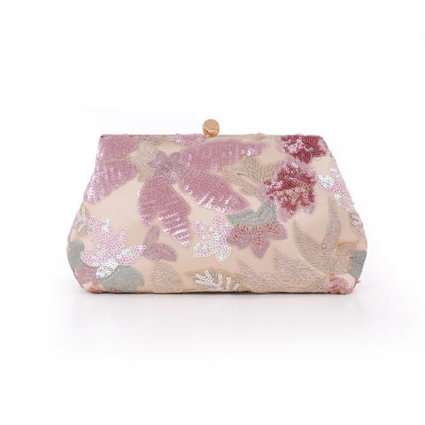 Elara Large Flora Sequin Pouch Clutch
