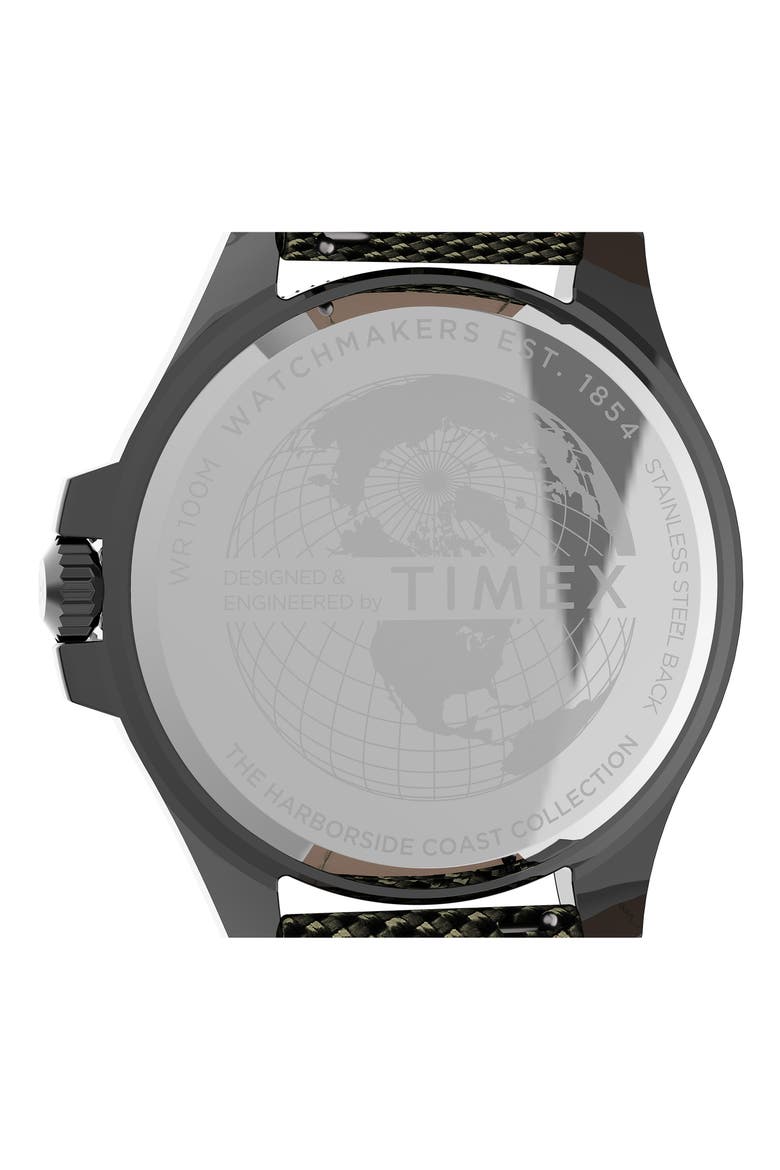 Harborside Coast Textile Strap Watch, 43mm, Alternate, color, GUNMETAL