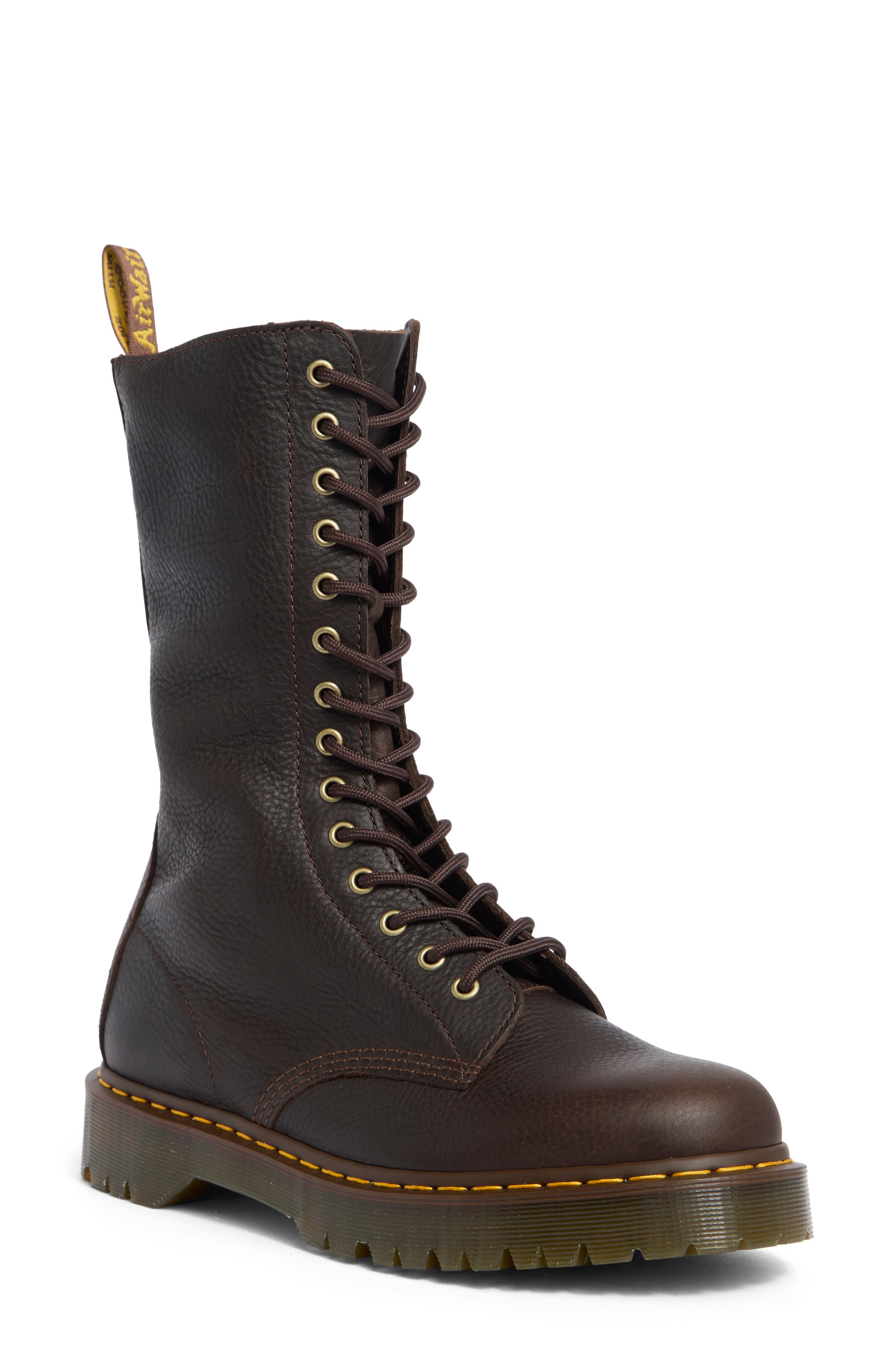 Bex 14-Eye Lace-Up Combat Boot, Main, color, DARK BROWN