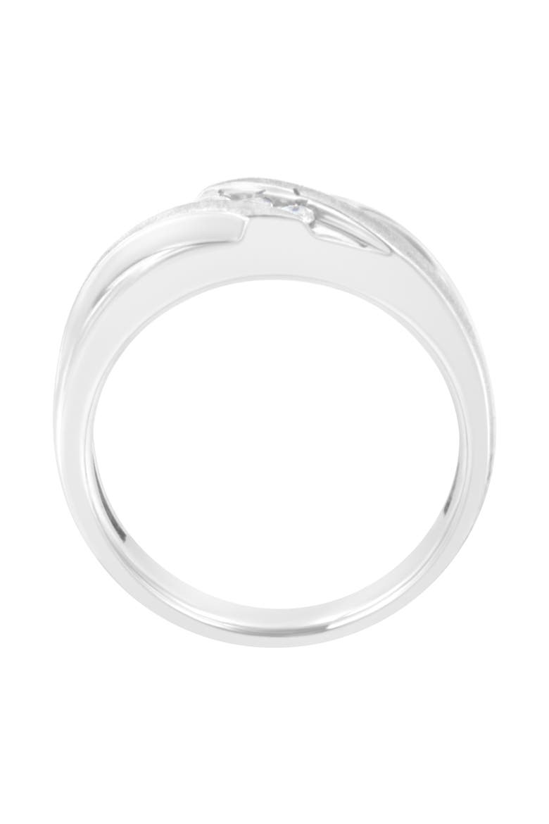 Men's 10K White Gold 1/10 Cttw Diamond Three Stone Diamond Wedding Ring, Alternate, color, White Gold