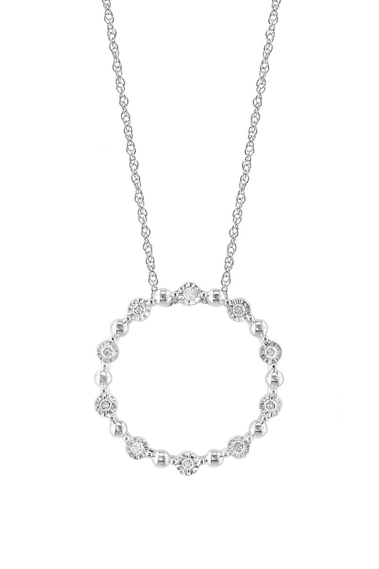 Sterling Silver Diamond Circle Pendant Necklace, Alternate, color, SILVER