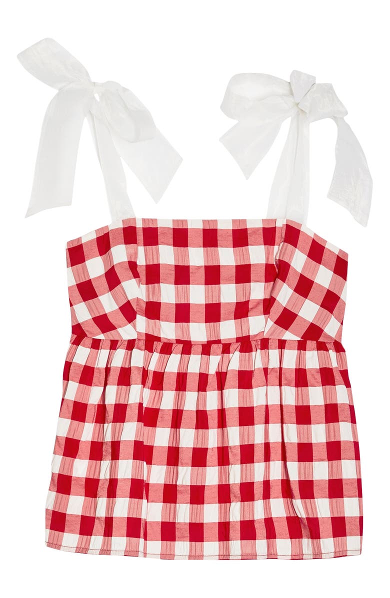 Topshop Gingham Tie Shoulder Tank Top, Alternate, color, 