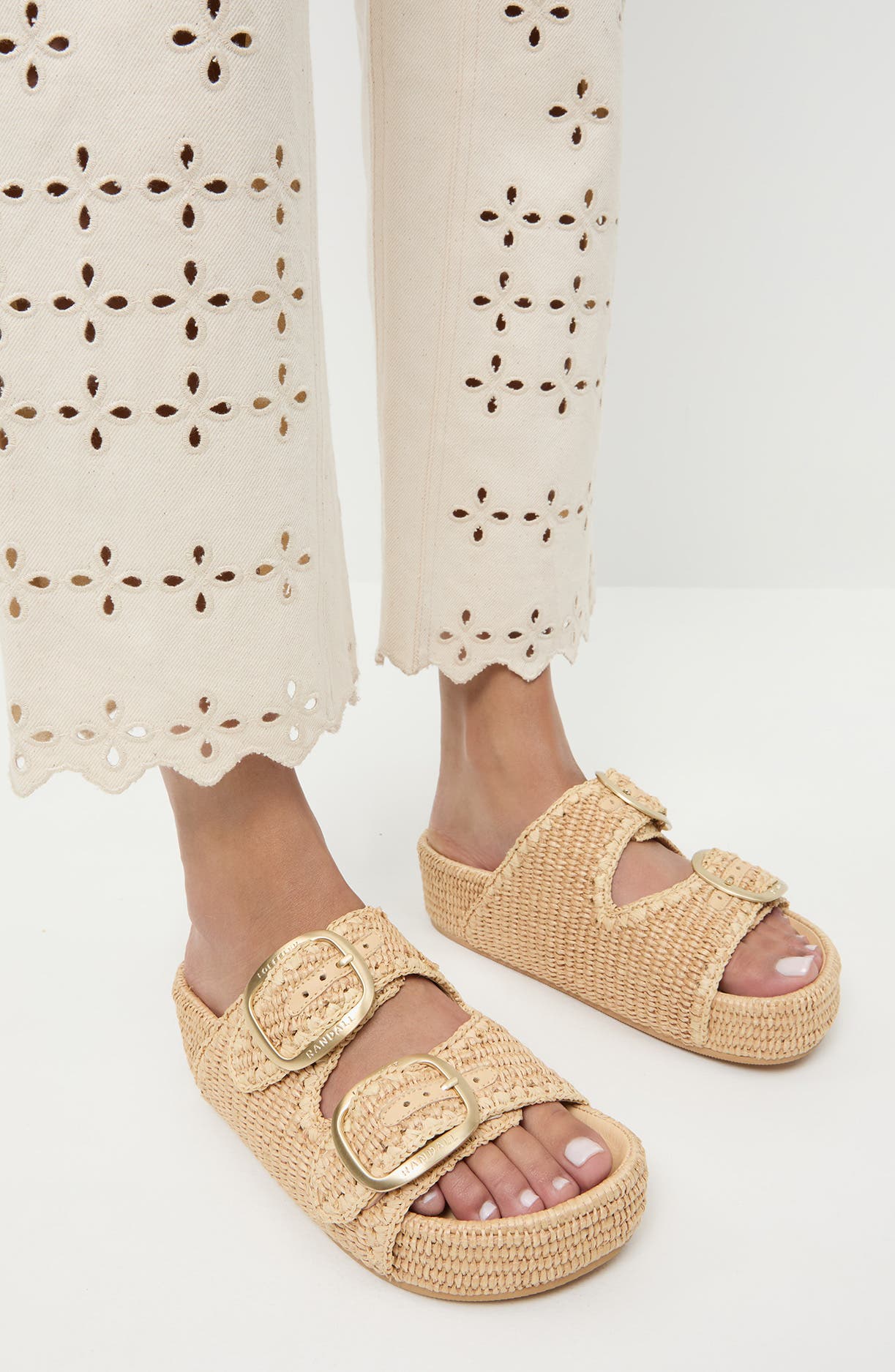 Loeffler Randall Theo Double Band Slide Sandal, Alternate, color, Natural