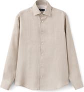 MANGO Slim Fit Linen Button-Up Shirt
