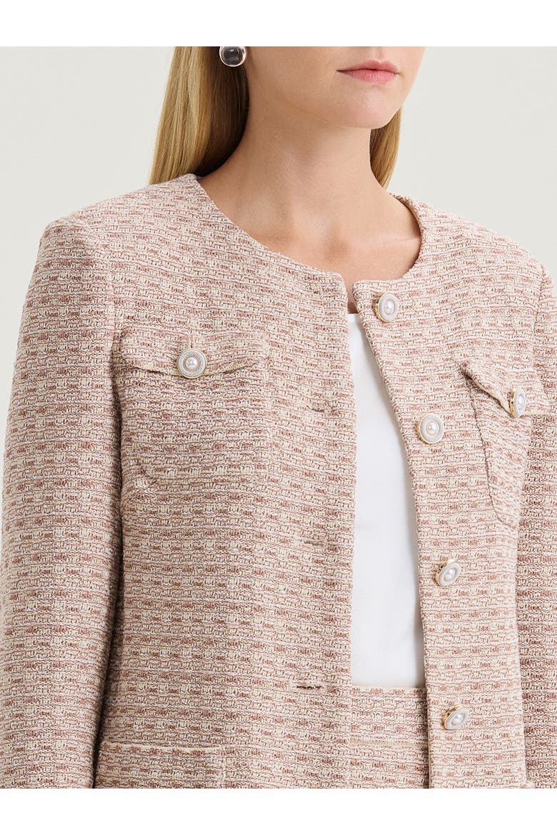 Heritage Tonal Tweed Knit Jacket, Alternate, color, Biscotti/White/Charmeuse