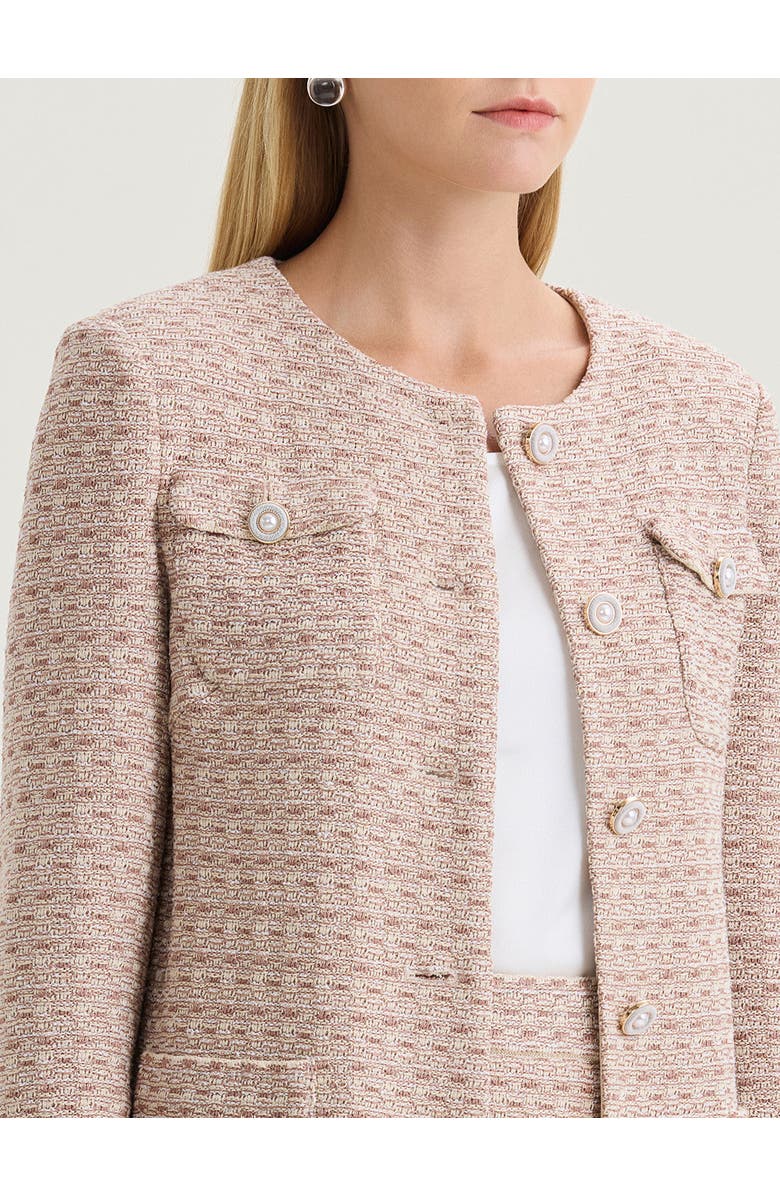 Misook Heritage Tonal Tweed Knit Jacket, Alternate, color, Biscotti/White/Charmeuse