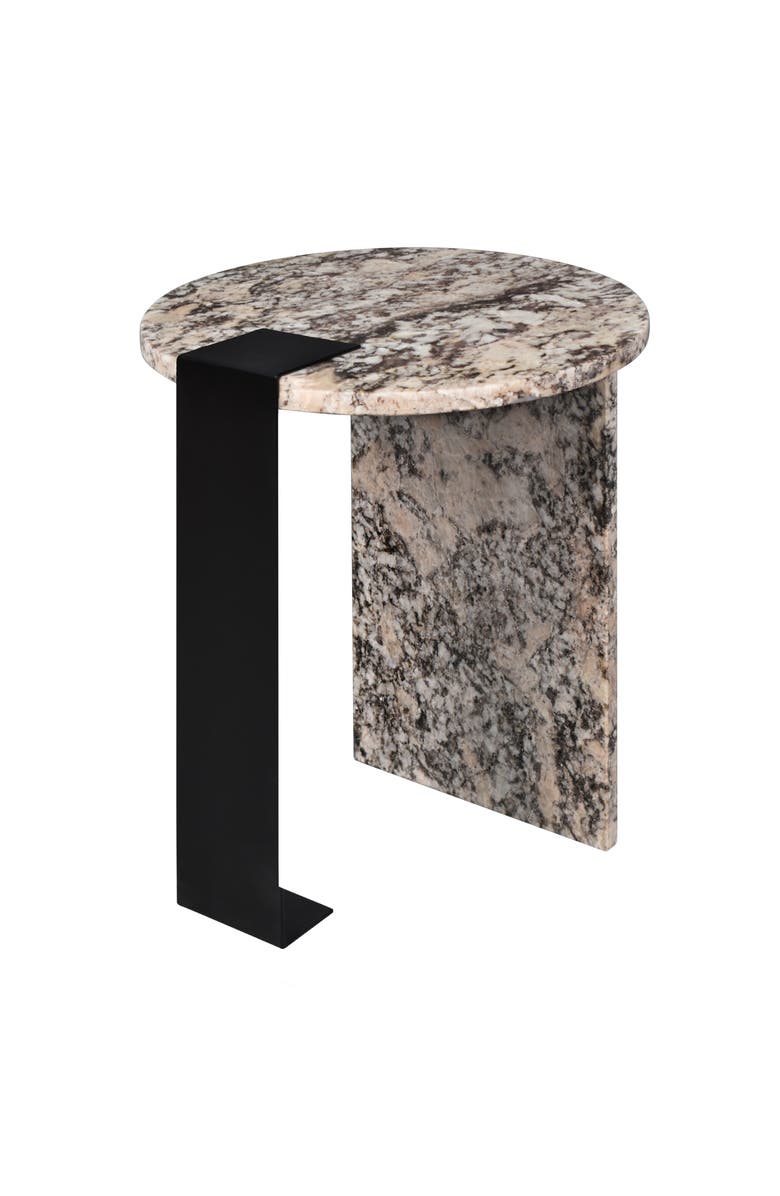 JONATHAN Y Lyra 20.66" Contemporary Natural Marble/Metal Handmade Round End Table, Main, color, Ivory/Black