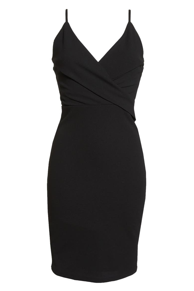 Pleat Body-Con Cocktail Dress, Alternate, color, BLACK