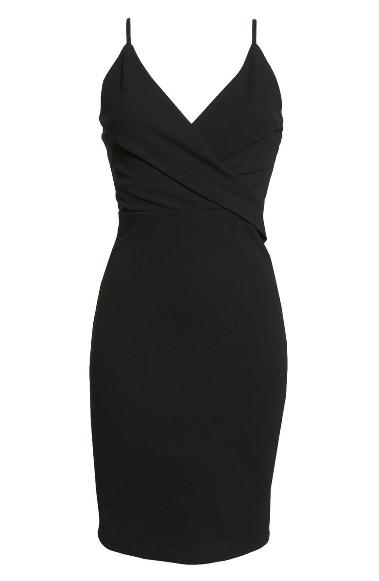 Lulus Pleat Body-Con Cocktail Dress, Alternate, color,