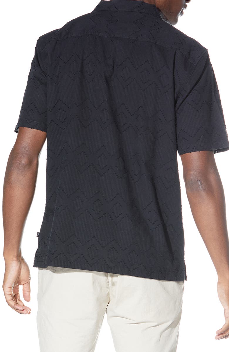 Civil Society Relaxed Fit Cotton Jacquard Resort Shirt, Alternate, color, Black