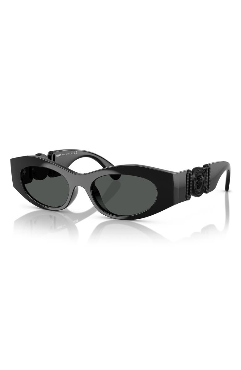 Versace 51mm Oval Sunglasses, Alternate, color, Black