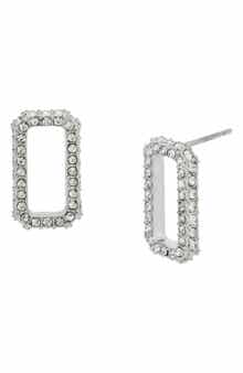 AllSaints Pavé Crystal Geometric Link Stud Earrings