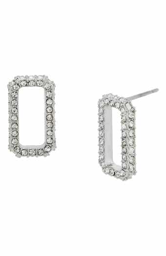 AllSaints Pavé Crystal Geometric Link Stud Earrings